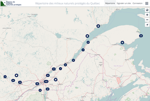 Répertoire des milieux naturels protégés du Québec